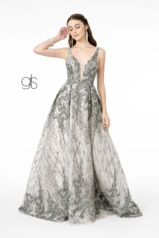 Wedding guest dresses with high - low hems and floral appliquesJewel Embellished Lace Long Prom Dress