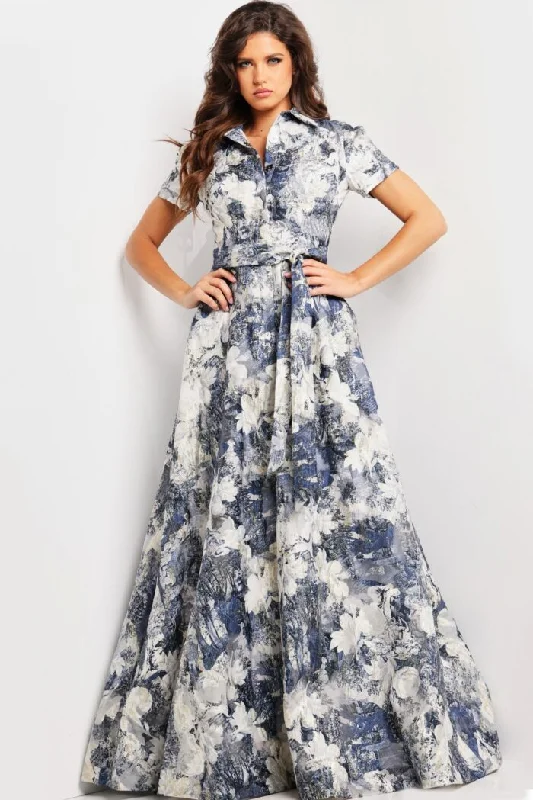 Maxi dresses with a pleated skirt for a timeless and elegant appearance Maxi dresses with a pleated skirt for a timeless and elegant appearance Jovani 25664 Long A Line Short Sleeve Print Pleated Formal Dress