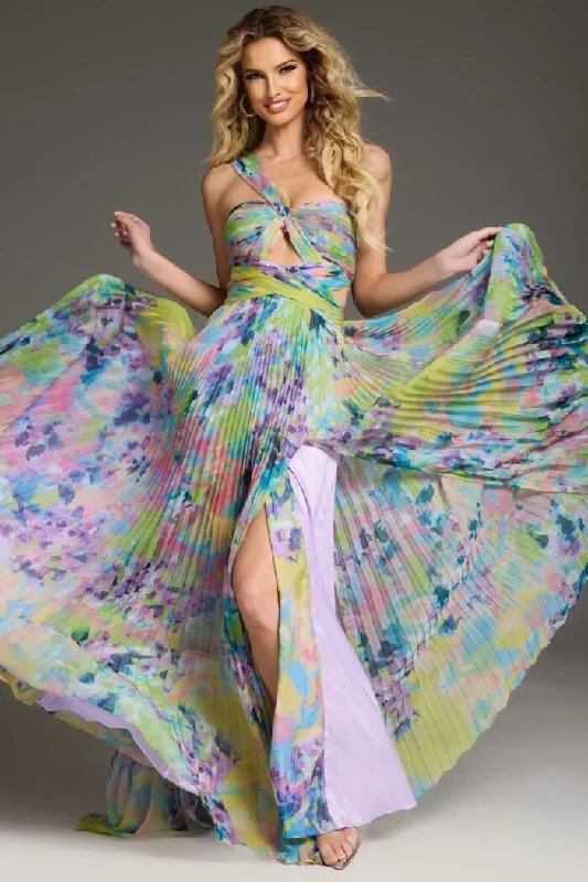 Maxi dresses with one - shoulder designs for a stylish and asymmetric look Maxi dresses with one - shoulder designs for a stylish and asymmetric look Jovani 38688 Floral Long Pleated Formal Prom Dress