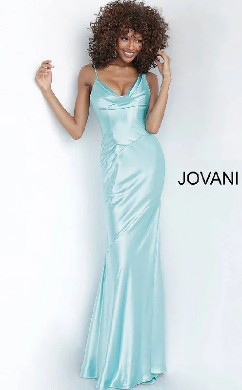Printed wedding guest dresses with tropical motifs for beach weddingsJovani 68506 Bridesmaids Long Prom Dress