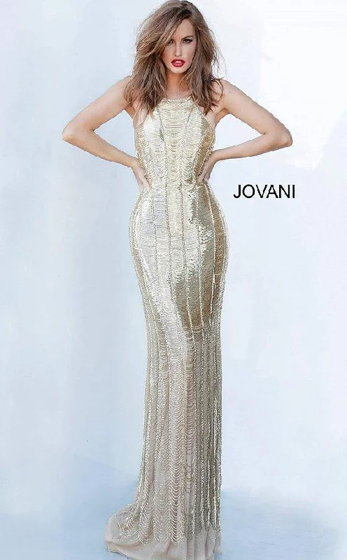 Wedding guest dresses with fringe accents for a bohemian - inspired weddingJovani 4076 Formal Beaded Long Prom Dress