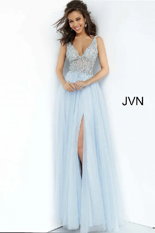 Midi wedding guest dresses in navy blue for a formal affairJovani 4379 Long Prom Gown