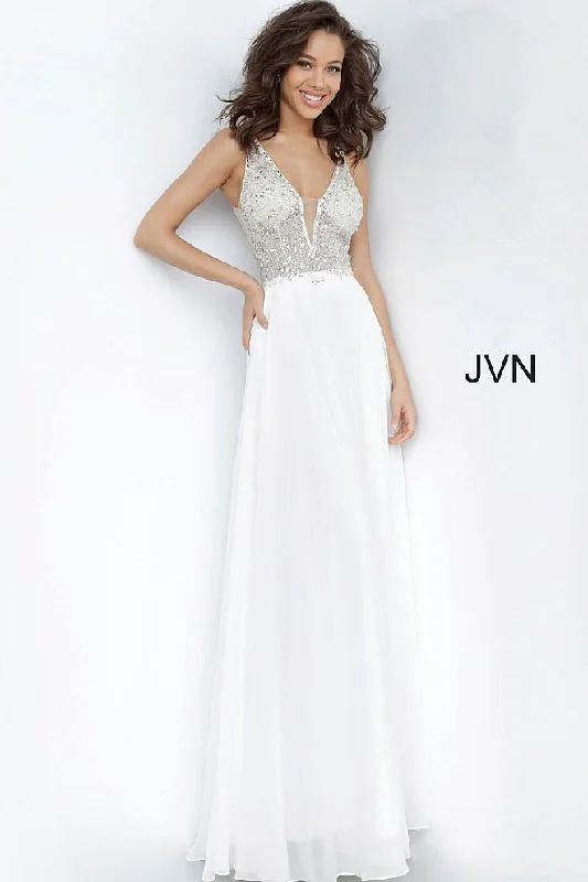 Wrap - style wedding guest dresses with bow accentsJovani 00944 Long Prom Dress