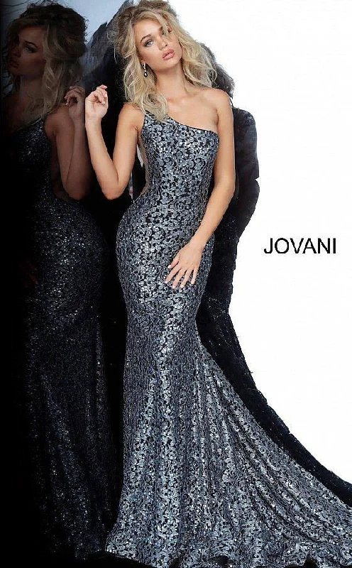 Sleeveless wedding guest dresses with ruffled hemsJovani 3927 Long Prom Formal Lace Dress