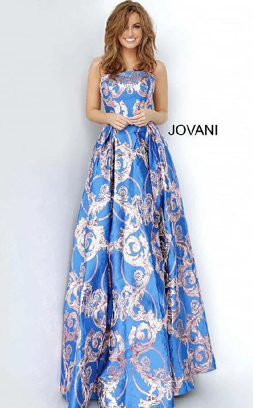 Maxi wedding guest dresses with floral prints for summer weddingsJovani 3771 Prom Long Print Ball Gown