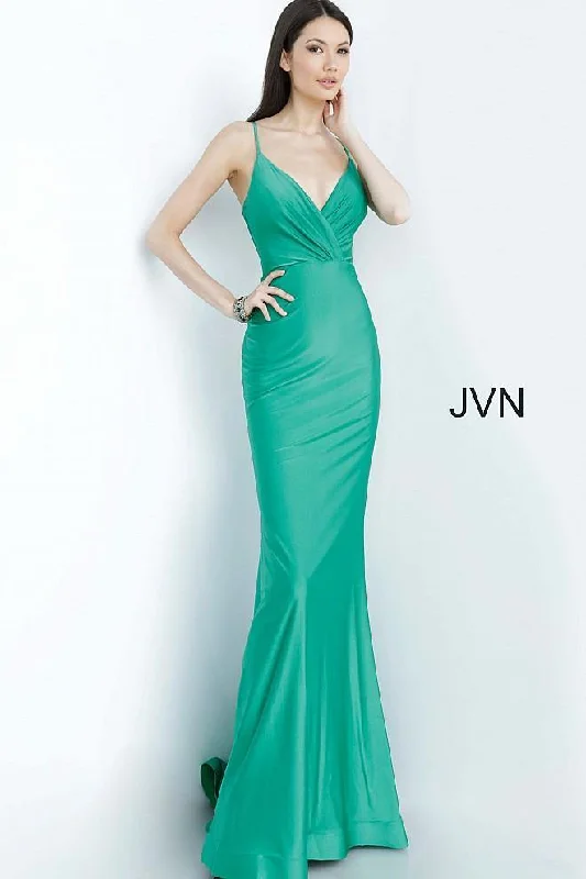 Wedding guest dresses with ruched bodices and spaghetti strapsJovani 00904 Long Prom Dress