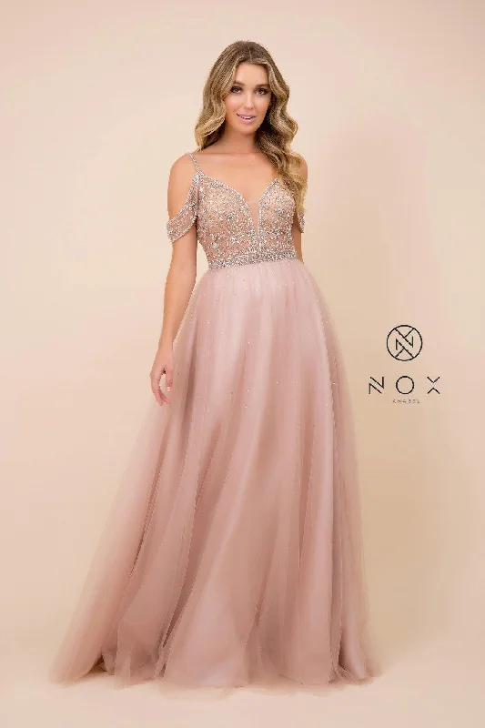 Wedding guest dresses with gathered skirts and V - necklinesLong Evening Gown Prom Dress