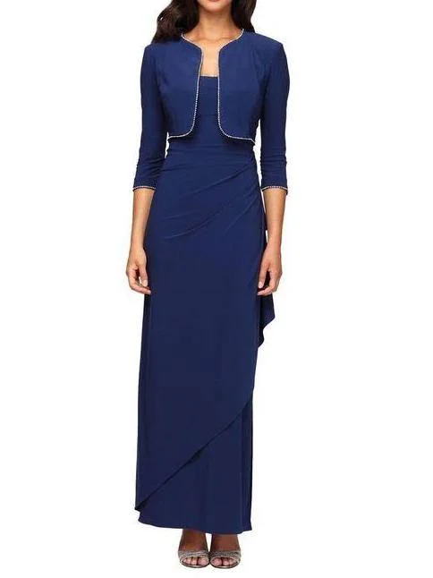 Embroidered wedding guest dresses in earthy tones for a rustic weddingAlex Evenings AE235173 Long Formal Dress with Bolero Jacket