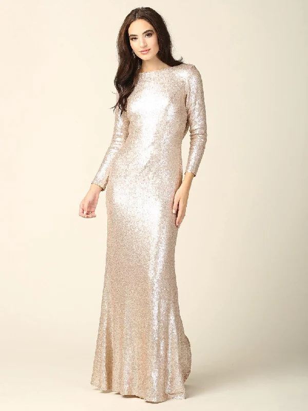 Wedding guest dresses with gathered skirts and V - necklinesLong Sleeve Formal Evening Prom Dress