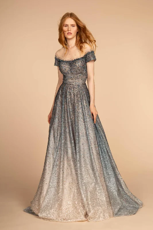 Animal - print wedding guest dresses in subtle colors for a bold statementLong Prom Dress Cap Sleeve Evening Gown