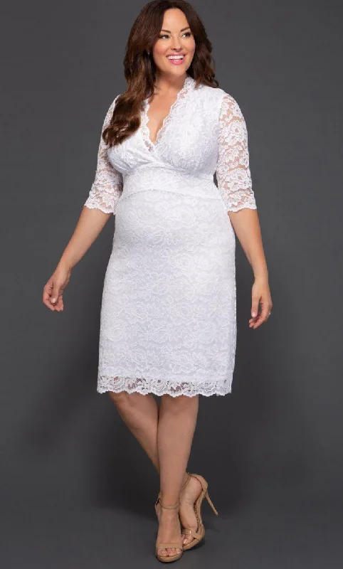 Bow - backed wedding guest dresses in silk for a luxurious feelKiyonna Luxe Lace Wedding Short Dress