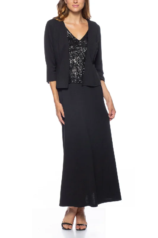 Maxi dresses with an asymmetric hem for a fashion - forward and eye - catching design Maxi dresses with an asymmetric hem for a fashion - forward and eye - catching design Marina 267988 Sequin Long Mother of the Bride Formal Jacket Dress
