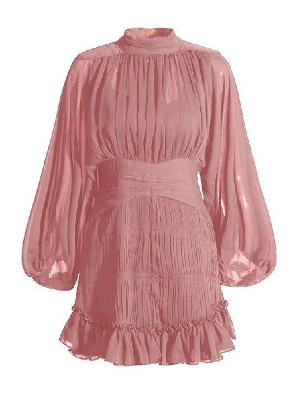 Mini dresses with wrap - around stylesNicola Long Sleeve Mini Dress - Pink