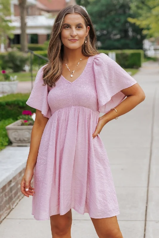 Printed mini dresses for a casual day outPink Short Sleeve Smocked Mini Dress - FINAL SALE