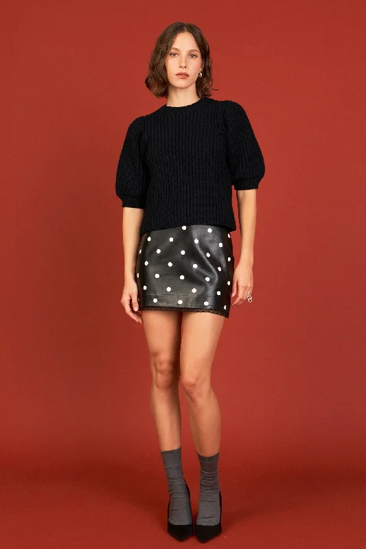 Mini dresses with ruched bodices for a feminine touchPolka Dot Pu Mini Skirt