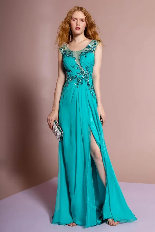 Strapless wedding guest dresses with rhinestone - studded bodicesProm Formal Dress Cap Sleeve Evening Long Gown