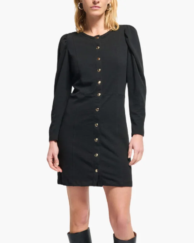 Cotton mini dresses for a comfortable everyday optionRAE DRESS IN JET BLACK