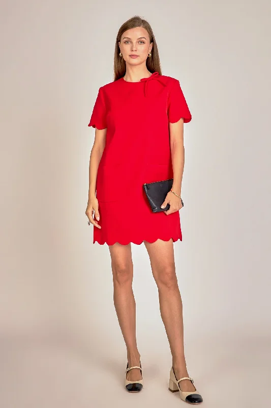 Mini dresses with side slits for a sexy appealScallop Mini Dress