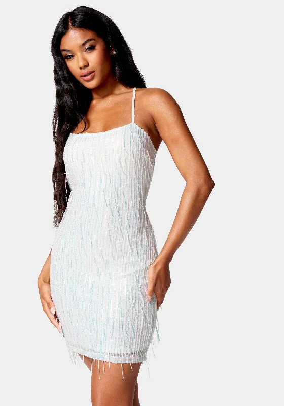 Cotton mini dresses for a comfortable everyday optionSequin Lace Up Back Dress
