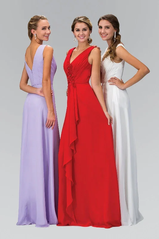 Wedding guest dresses with empire waists and tulle skirtsLong Bridesmaid Formal Chiffon Dress
