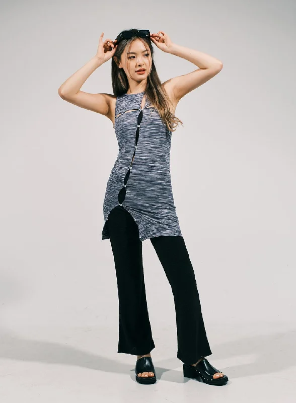 Mini dresses with asymmetric hems for a fashion - forward lookSlit Layered Mini Dress CJ03