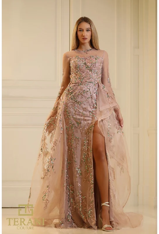 Maxi dresses with a V - neckline for a flattering and elongating shape Maxi dresses with a V - neckline for a flattering and elongating shape Terani Couture 251M4412 Long Sleeve Beaded Formal Prom Dress