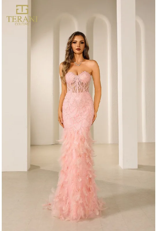 Leather maxi dresses for an edgy and bold appearance Leather maxi dresses for an edgy and bold appearance Terani Couture 251P4002 Long Formal Fitted Corset Prom Dress