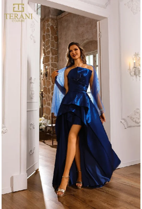 Maxi dresses with cut - out details on the sides for a modern edge Maxi dresses with cut - out details on the sides for a modern edge Terani Couture 251P4054 High Low Formal Prom Dress