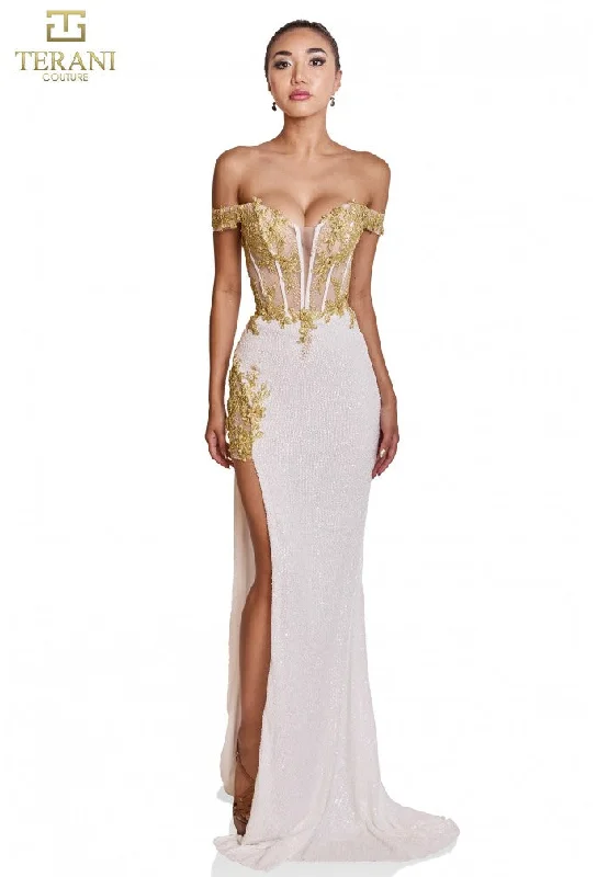 Sequined maxi dresses for formal evening galas Sequined maxi dresses for formal evening galas Terani Couture 251P4083 Prom Long Fitted Formal Dress