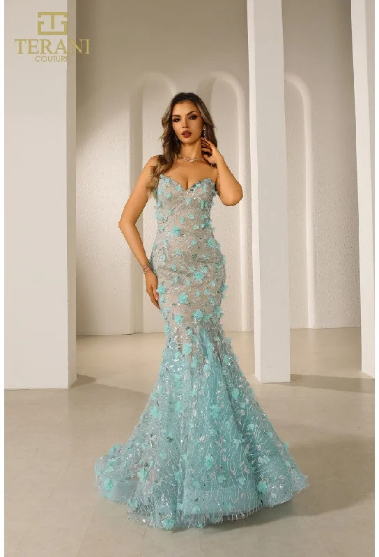 Maxi dresses with embroidered floral motifs for a unique design Maxi dresses with embroidered floral motifs for a unique design Terani Couture 251P4379 Fitted Long Formal Prom Dress