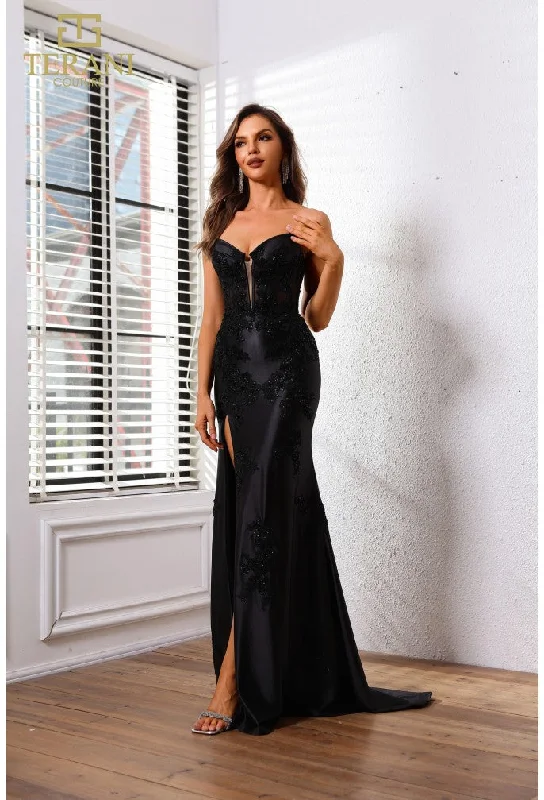 Maxi dresses with mesh panels for a sexy and trendy appearance Maxi dresses with mesh panels for a sexy and trendy appearance Terani Couture 251P4541 Long Fitted Formal Bodycon Prom Dress