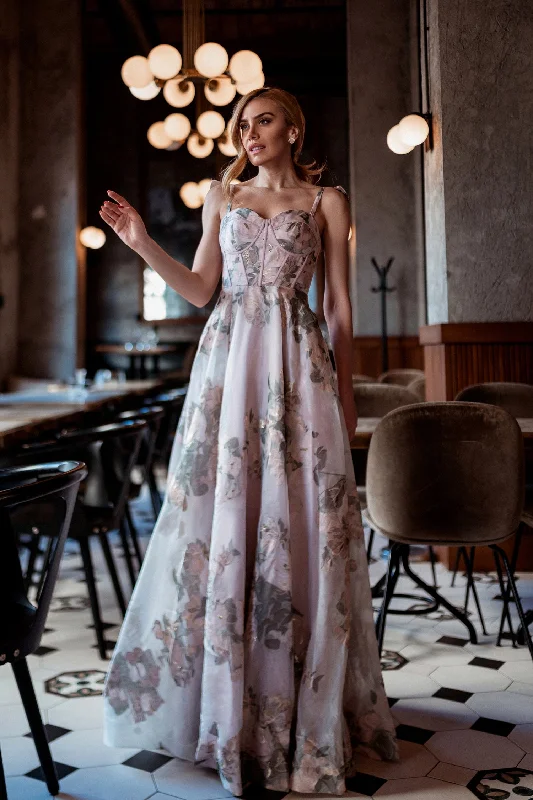 Polyester maxi dresses for easy - care and durability Polyester maxi dresses for easy - care and durability Tina Holly TK210 Long Floral A Line Formal Prom Dress
