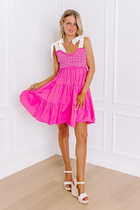 Printed mini dresses for a casual day outTotal Crush Smocked Mini Dress in Pink