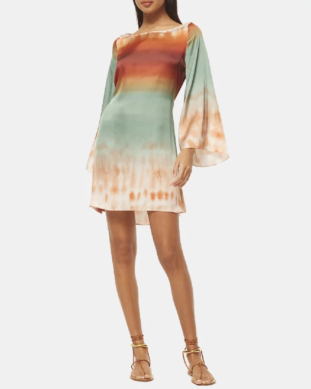 Mini dresses with mesh panels for a sexy and trendy lookTWIGGY DRESS IN CARNELIAN OMBRE