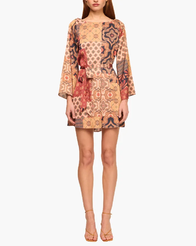 Mini dresses with keyhole necklinesTWIGGY DRESS IN SURREAL PATCHWORK SATIN