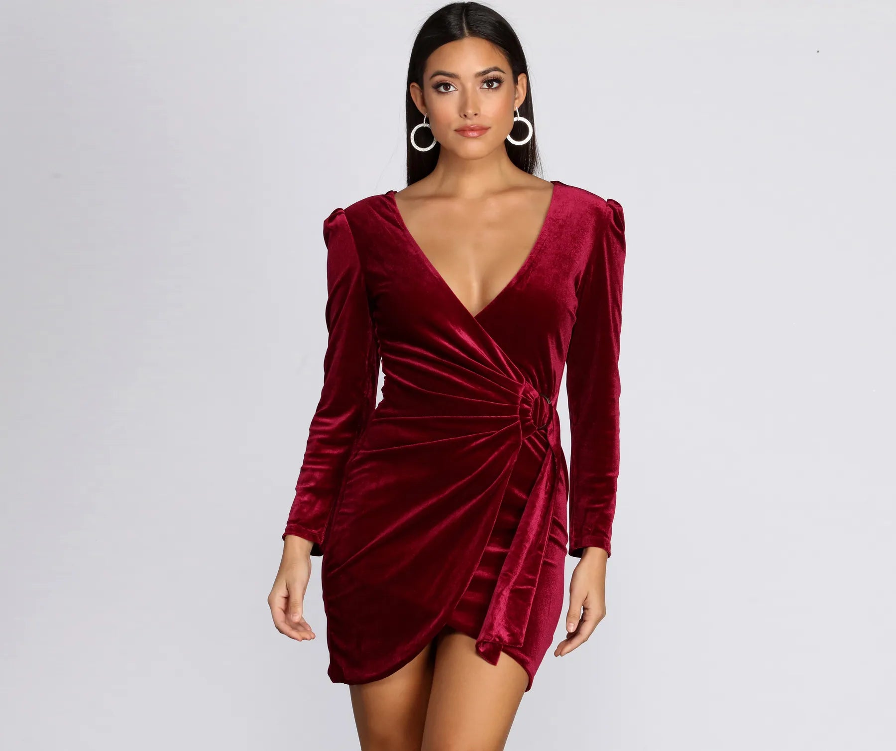 Mini dresses with high - low hems for a modern twistWrapped In Luxe Velvet Mini Dress