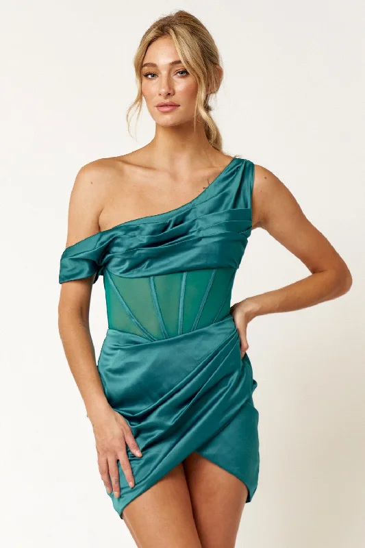 Metallic cocktail dresses with a halter neck for a glamorous occasionShort Off Shoulder Wrap Mini Dress