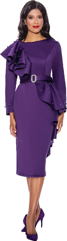 Lace - trimmed cocktail dresses in a pastel color for a soft appearanceDivine Apparel DN12131 Long Sleeve Formal Midi Dress