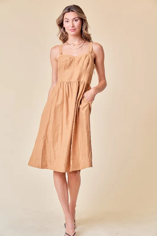 Cocktail dresses with off - the - shoulder designs and beaded accentsSleeveless Side Pocket Buster Midi Dress