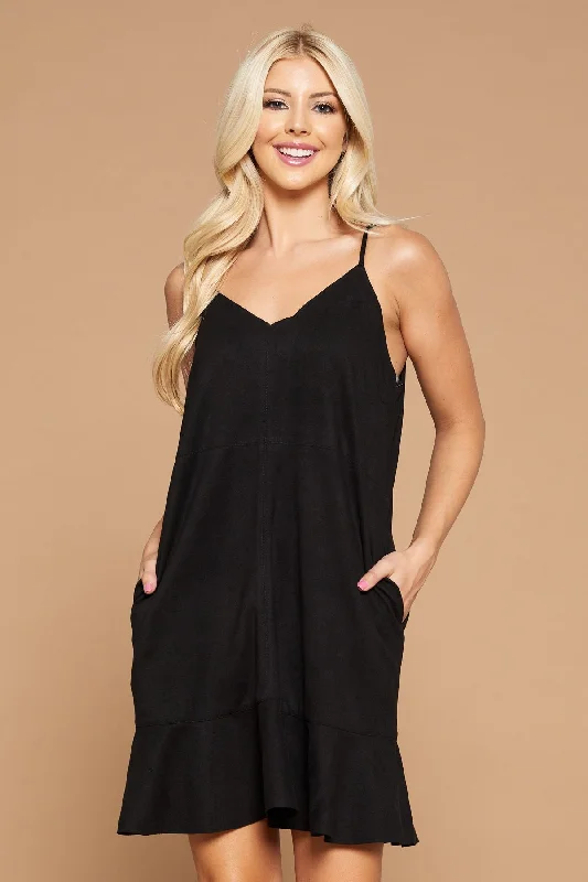 Mini cocktail dresses with a beaded bodice and a flirty A - line skirtShort Spaghetti Strap Pocket Dress