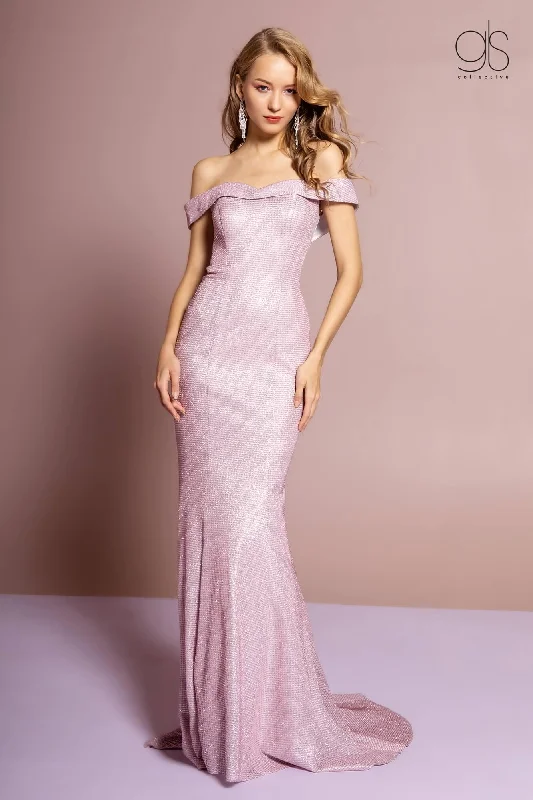 Wedding guest dresses with puff sleeves and knee - length hemsLong Formal Off Shoulder Prom Dress