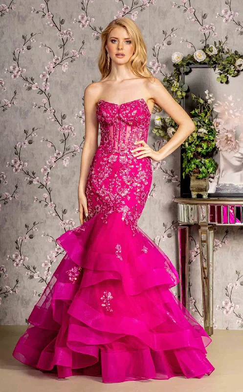 Formal dresses with halter necks and lace - up backs for a stylish promGLS by Gloria GL3216 Dress