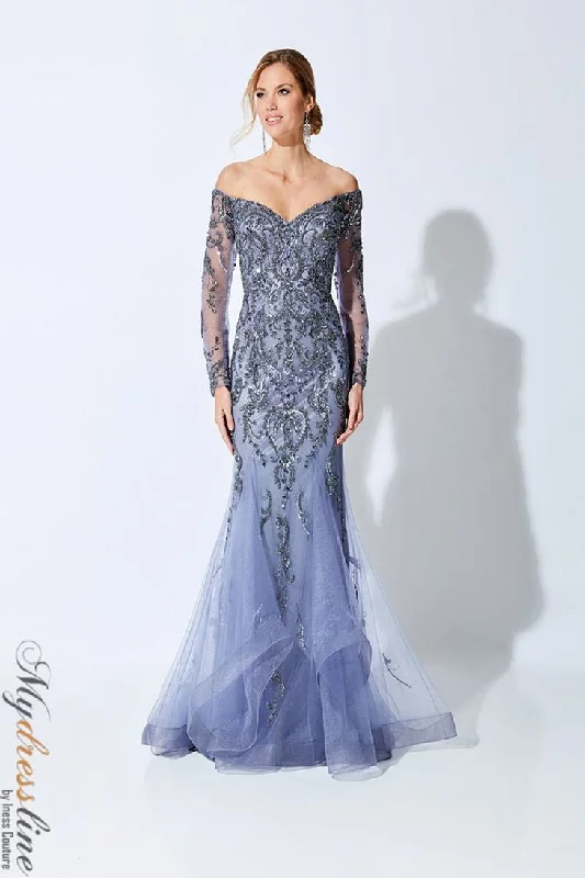 Prom dresses with cold - shoulder ruffled sleeves and floral prints for a romantic and fashionable styleIvonne D 221D48