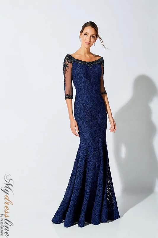 Long - sleeved formal dresses in velvet for a winter formal eventIvonne D 221D52