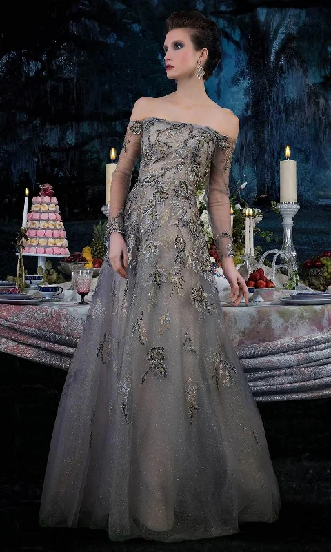 Formal dresses with ruffled skirts and bow accents for a charming prom appearanceJanique 71222 - Long Sleeve Off-shoulder Evening Dress