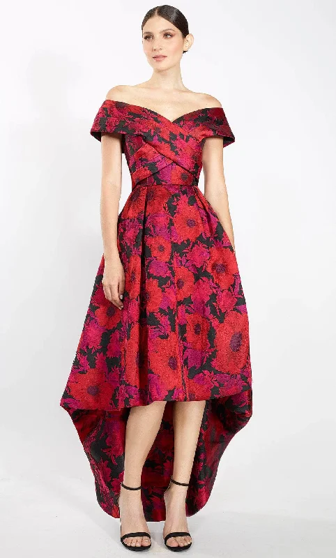Formal dresses with button - front designs and tulle skirts for a charming prom styleJanique R23008 - Floral High Low Formal Dress