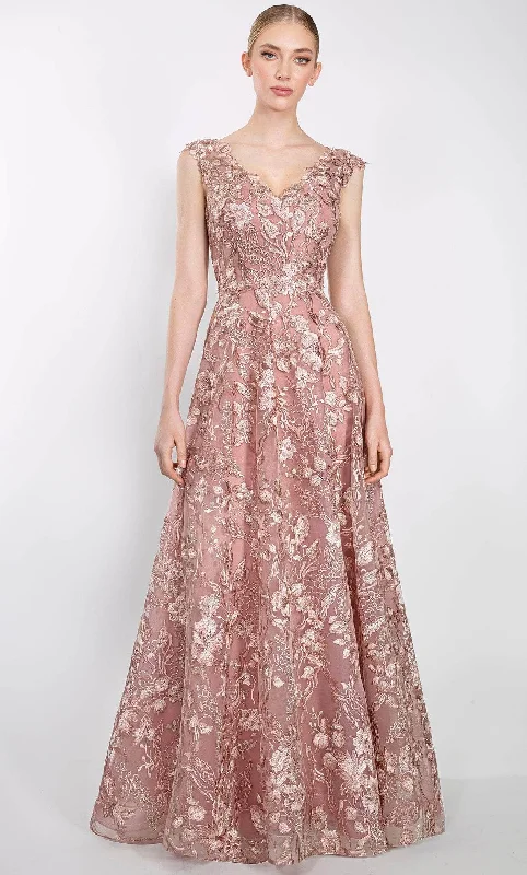 Formal dresses with ruched back panels and button - down fronts for a unique and flattering fitJanique W3001 - Embroidered A-Line Evening Dress