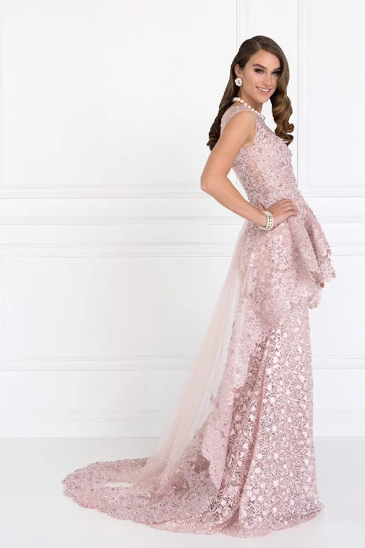 Metallic wedding guest dresses for a glamorous weddingLong Prom Dress Formal Mermaid Gown Lace Train