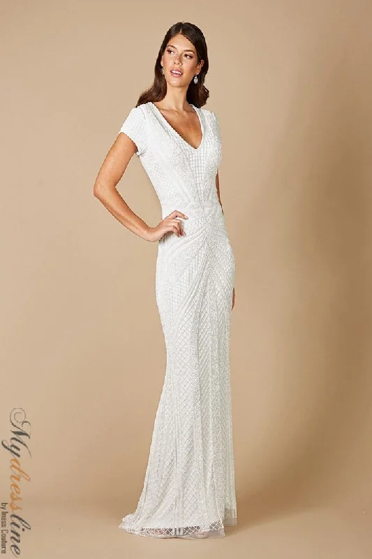 Formal dresses with wrap - around styles and beaded belts for a customized fitLara 51082