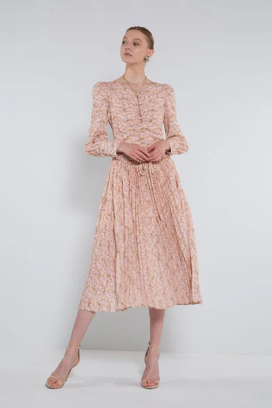 Cocktail dresses with a wrap - front style and a long - length optionLong Bishop Sleeve Midi Length Dress